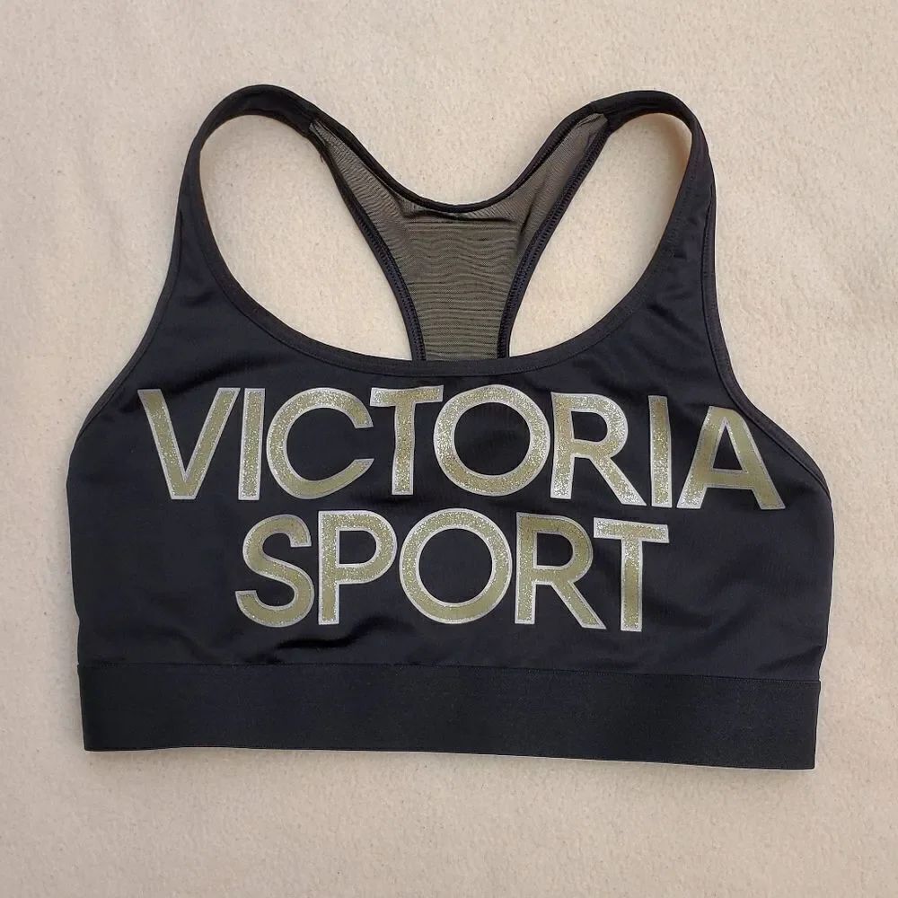 Victoria's Secret black and gold sports bra